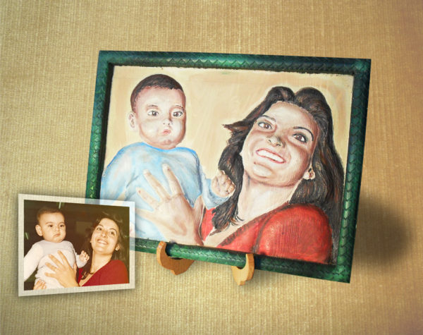 Custom hand-painted wooden 3D portrait