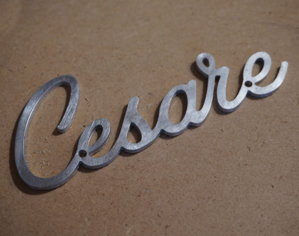 Personalized flat aluminum lettering