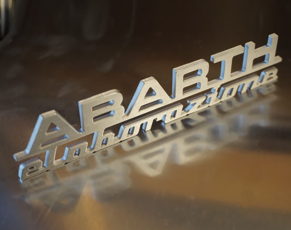 Abarth lettering in aluminium