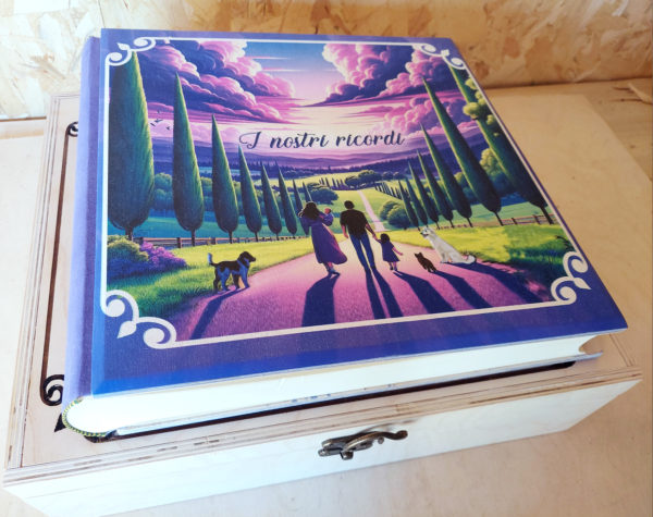 Wooden album with recordable melody and personalized color printing