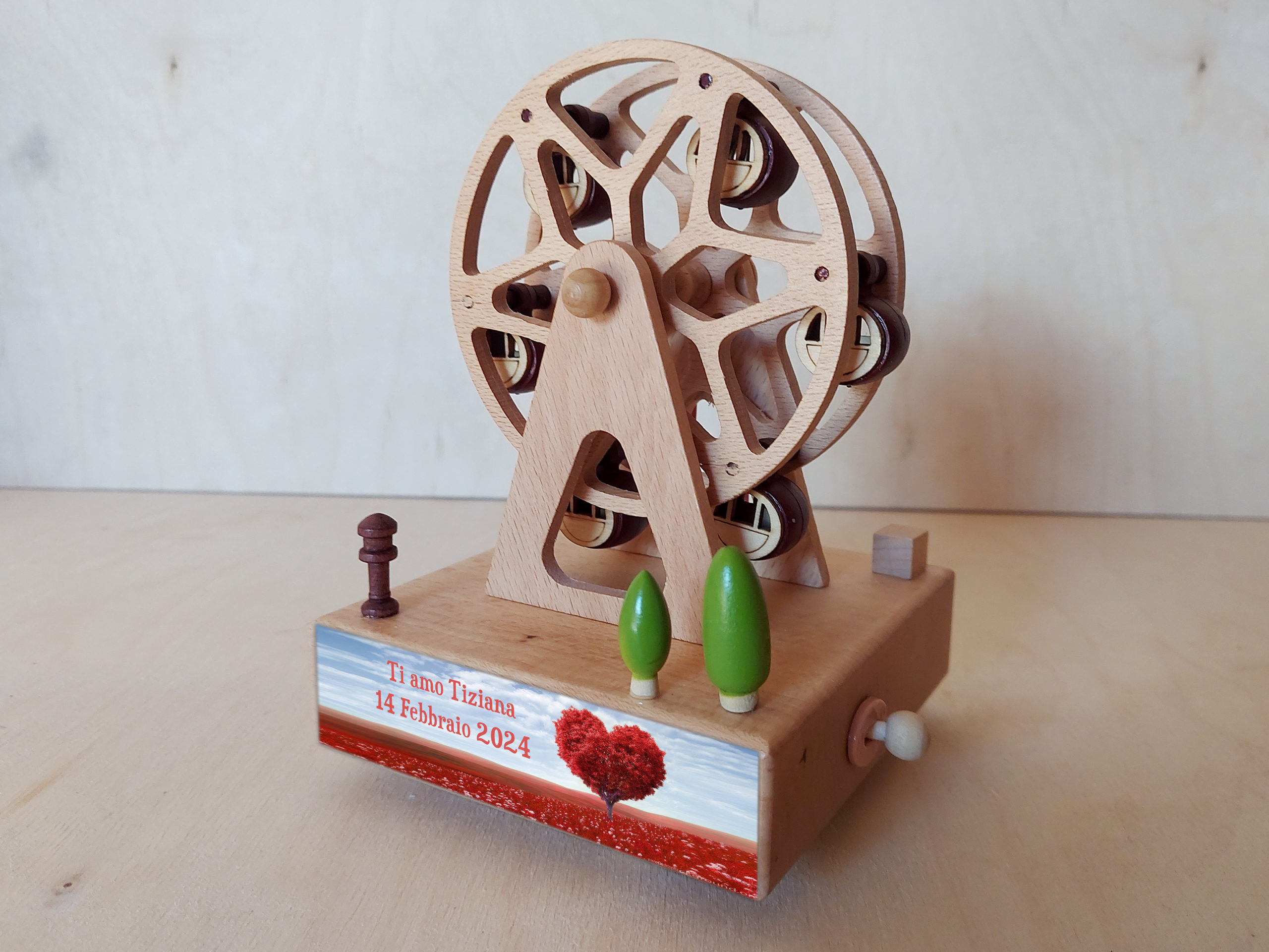 Ruota panoramica rotonda carillon in legno personalizzata - Arti&Inventive