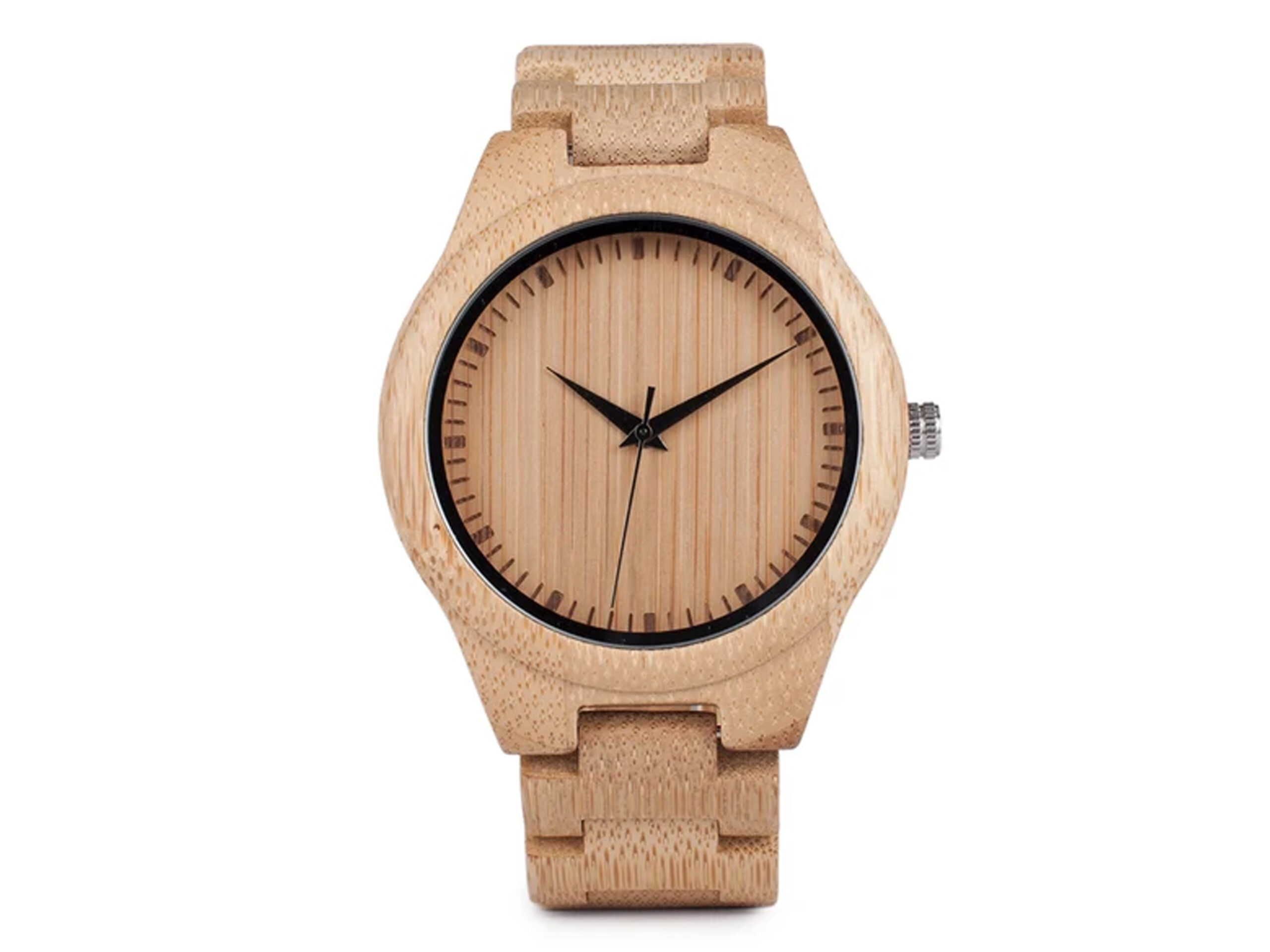 Relógio masculino personalizado em madeira de bambu