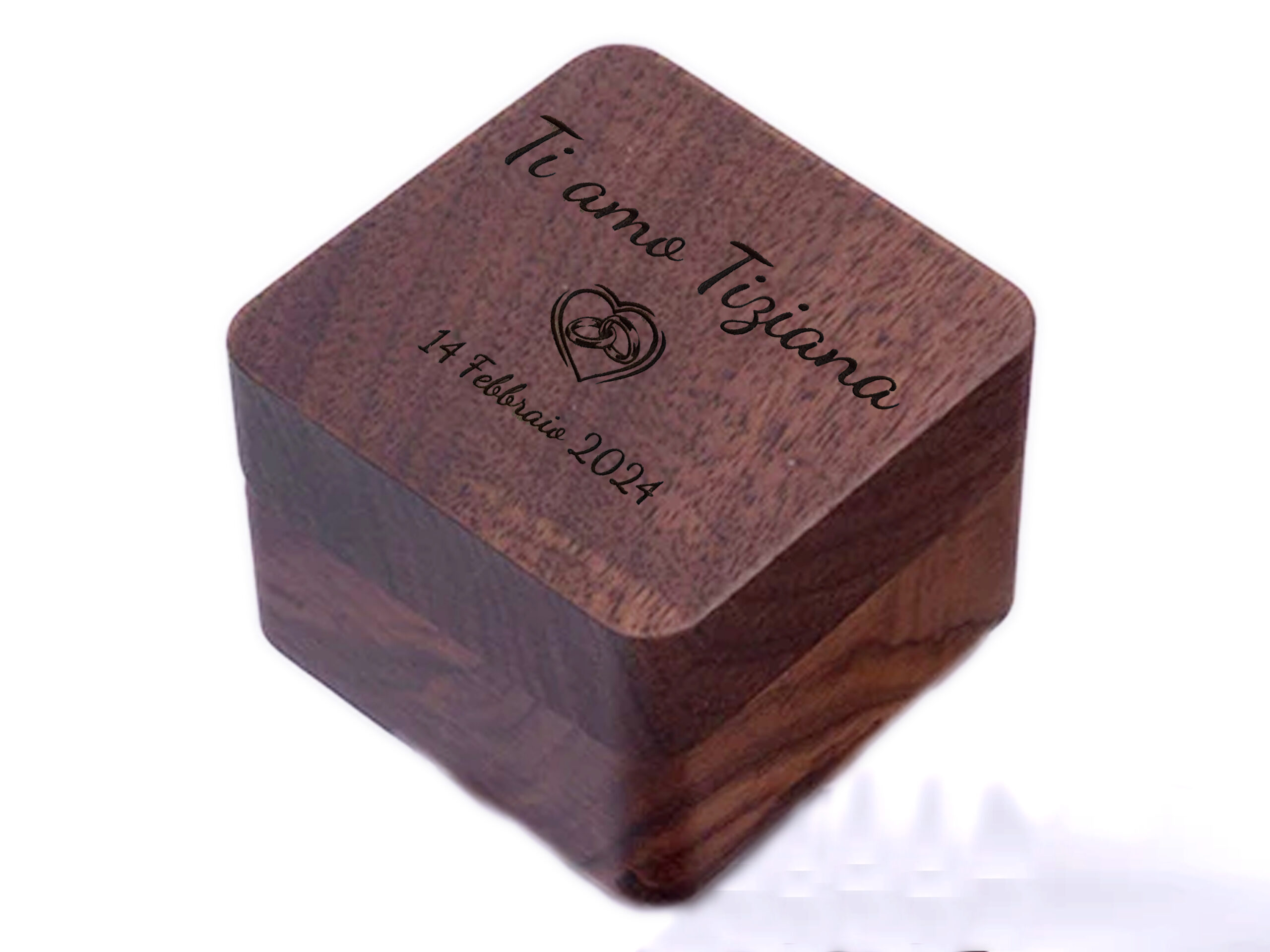 Caixa de anel de madeira personalizada