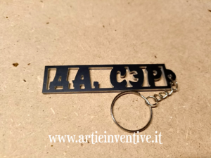 Portachiavi personalizzato in alluminio anodizzato nero opaco da 2mm